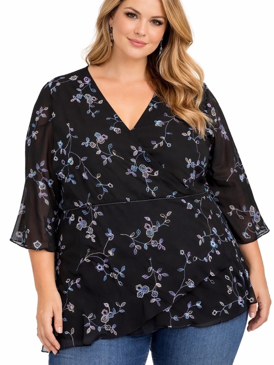 Penningtons Tops - Penningtons Blouse Womens Size 28 Multicolor Floral Embroidered Boho Feminine